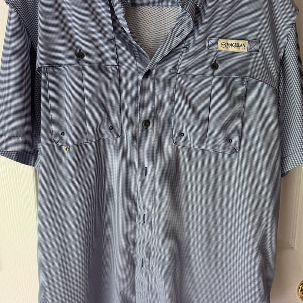 Magellan Outdoors Short-Sleeve Button-Down Shirt in Light Blue